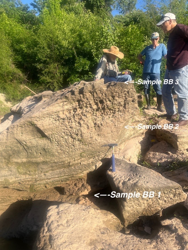 Location of hand Sample from Buffalo Bayou Outcrop used for thin-sections